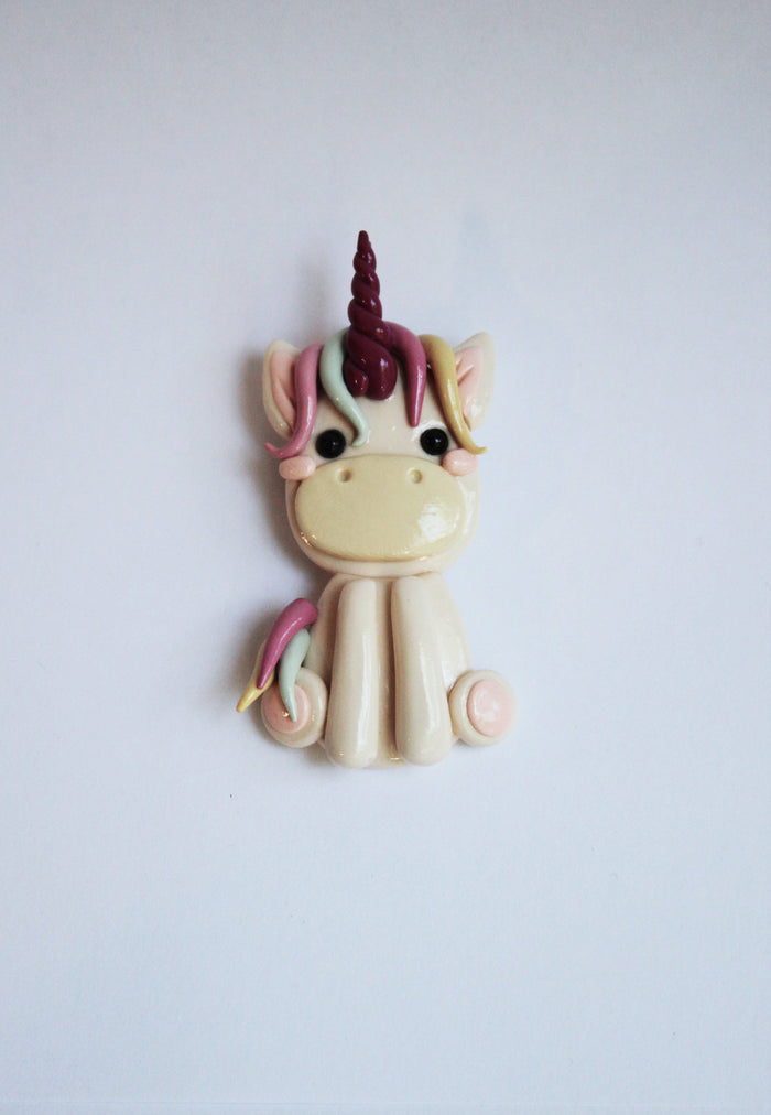 White unicorn brooch, handmade fairytale brooch - Adventacle