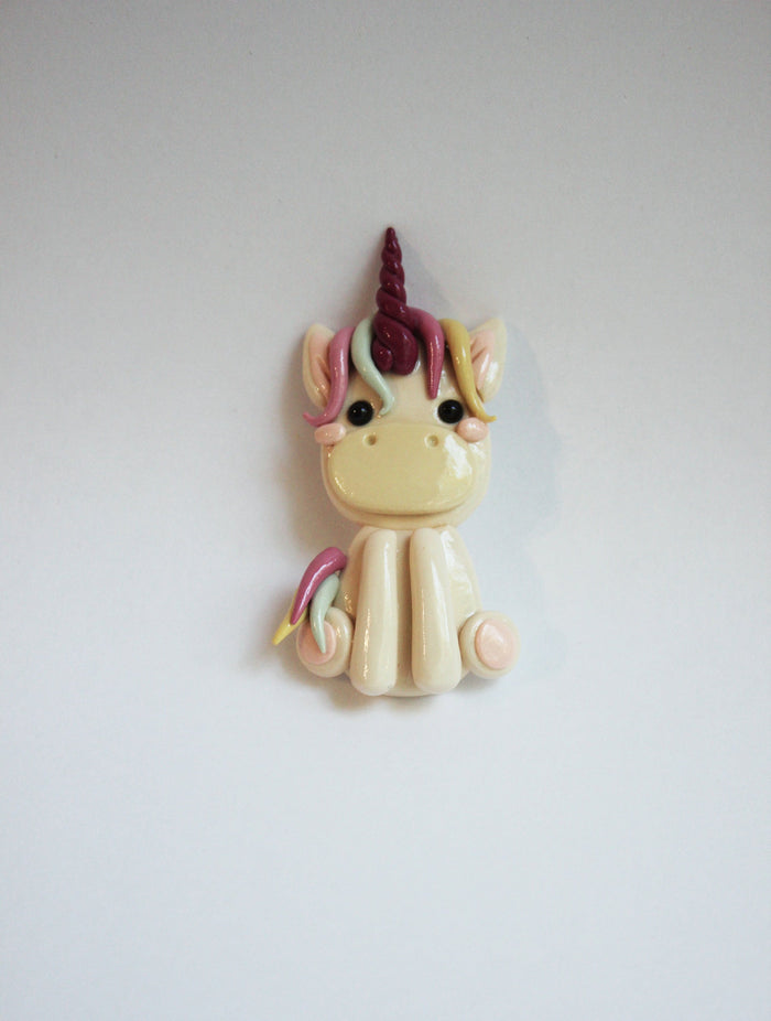 White unicorn brooch, handmade fairytale brooch - Adventacle